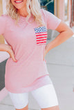 American Flag Pocket Casual T Shirts For Women