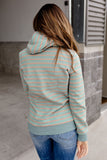Turtleneck Striped Hoodie with Pocket