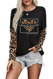 Letter Print Color Block Long Sleeve Top