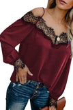 Purity V Neck Off The Shoulder Long Sleeve Shirt With Lace