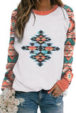Contrast Sleeve Aztec Sweatshirt Womens