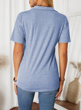 T-shirt a maniche lunghe con scollo a V e colletto
