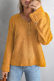 Women's Yellow Buttoned Knitted Drop Shoulder Sweater