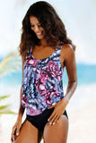 Monochrome Beach Ethnic Print 2pcs Tankini Swimsuit