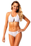Striped Bathing Suit Halter Bikini Set
