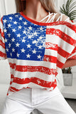 US Flag Crisscross Cold Shoulder Short Sleeve Top