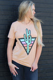 Western Cactus Pattern Print Short Sleeve T-shirt