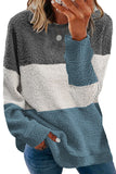 Oversized Colorblock Plush Sweatshirt