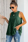 Curved Hem Hollow Out Lace Embroidered Top