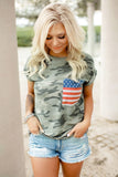 Girls Camo Shirt With American Flag Pocket