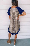 Flounce Design Animal Printed Short Sleeve Mini Dress