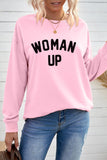 WOMAN UP Drop Sleeve Crewneck Pullover Sweatshirt