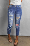 Fading Distressed Holes Crop Jeans