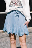 blue elastic waist pleated skirt