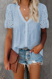 blue pleated front blouse
