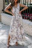 Women's Printed Sleeveless Pocket Maxi Dress With Splits