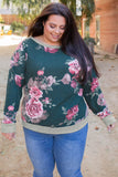 Floral Print Plus Size Pullover Sweatshirt