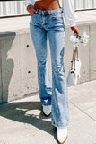Vintage Washed Flare Jeans with Pockets