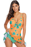 Blue Polka Dot Print One-piece Swim Dress