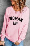 WOMAN UP Drop Sleeve Crewneck Pullover Sweatshirt