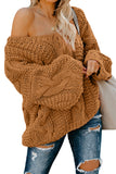 Maglione in maglia intrecciata con scollo a V Bubblegum