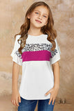 Cheetah Colorblock Short Sleeve Shirts For Teenage Girl