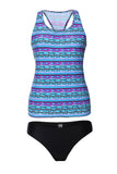 Monochrome Beach Ethnic Print 2pcs Tankini Swimsuit