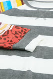 Felpa con maniche raglan a strisce leopardate colorate