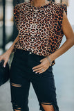Solid and Leopard Print Round Neck Padded Tank Top Women