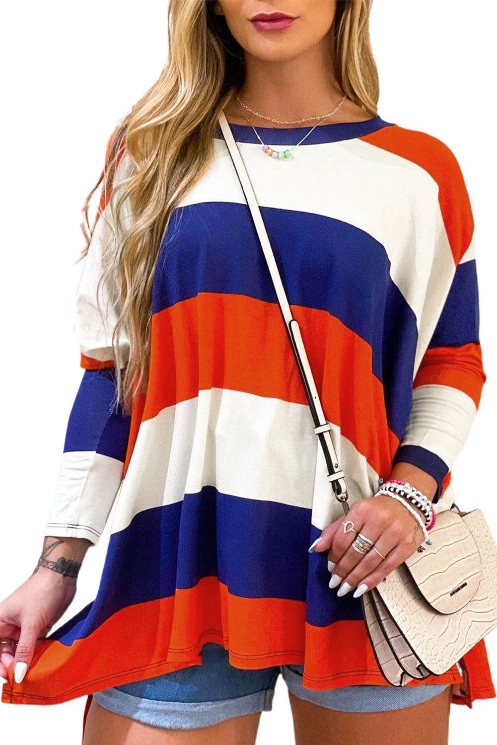 Colorblock Long Sleeves Tunic Top