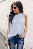 Solid Frilled Neck Swiss Dot Tank