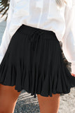 black elastic waist pleated skirt