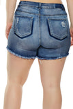 Medium Blue Almost Famous Frayed Denim Shorts