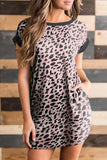Womens Summer Leopard Print T Shirt Dress