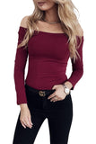 red off the shoulder long sleeve top