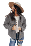 Womens Standard Collar Button Down Corduroy Jacket with Pockets