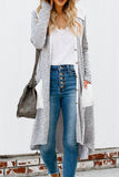 Women's Leopard Patchwork Long Striped Cardigan with Pockets