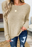 Maglione sottile lavorato a maglia a maniche lunghe con spalle cadenti color albicocca da donna