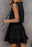 Black layered ruffle mini dress