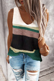 Khaki Color Block Knitted Sweater Vest