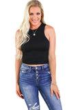 Ribbed O-neck Cropped Tank Top