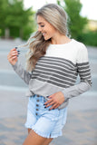 Maglione a maglia sottile colorbock a righe girocollo da donna