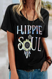 T-shirt con stampa di piume di girasole HIPPIE SOUL Tie-dye Ombre