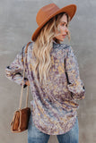 Print Pocketed Buttons Long Sleeve Shirt