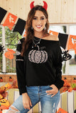 Halloween Leopard Pumpkin Print Cut-out Pullover Sweatshirt