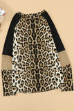 Women's Striped Splicing Long Sleeve Cheetah Print Top