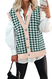 Women's Chic Button Closure Houndstooth Cardigan Sweater Vest