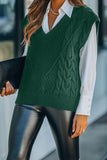 Women's Twist Knit V Neck Sleeveless Short Sweater Vest