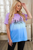 Womens Crew Neck Purple And Blue Ombre T Shirt