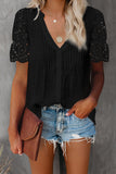 black pleated front blouse